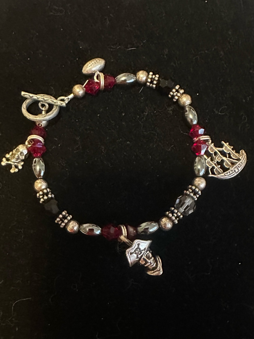 Tampa Bay Bucs Pirate Football Sterling Silver Artisan Bracelet